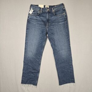 Citizens of Humanity Daphne Crop Jeans Size 29 High Rise Stovepine Leg Raw Hem